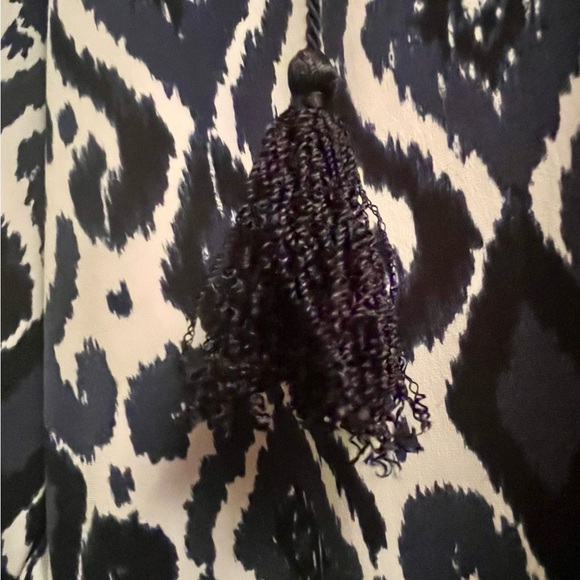 Michael Kors Patterned Navy and White Paisley Women's Dress with Tassels - Picture 10 of 11